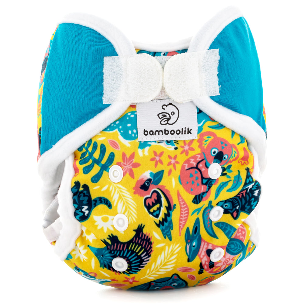 Bamboolik - DUO Überhosen - Newborn (2-6 kg) - doppelte Beinbündchen - Klettverschluss