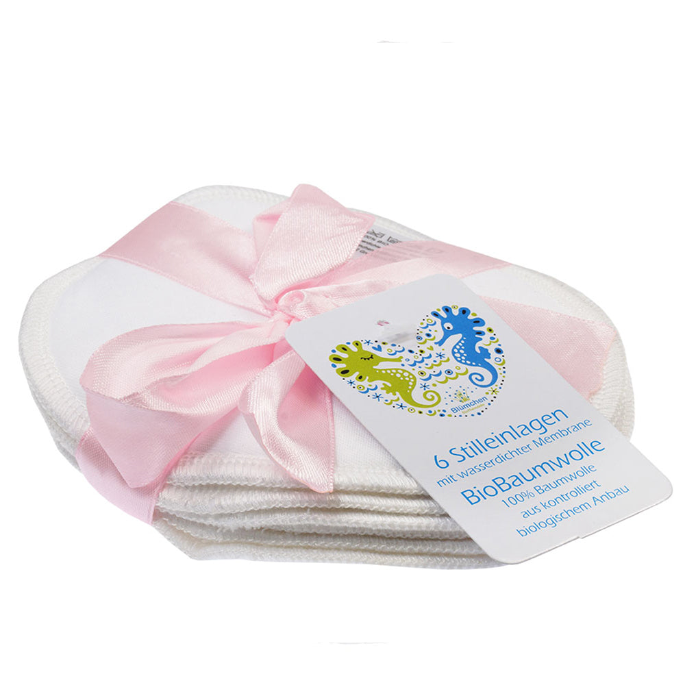 Blümchen - BIO-Baumwolle-Stilleinlagen Weiß (6 Stück) - flach, ca. 12x15cm