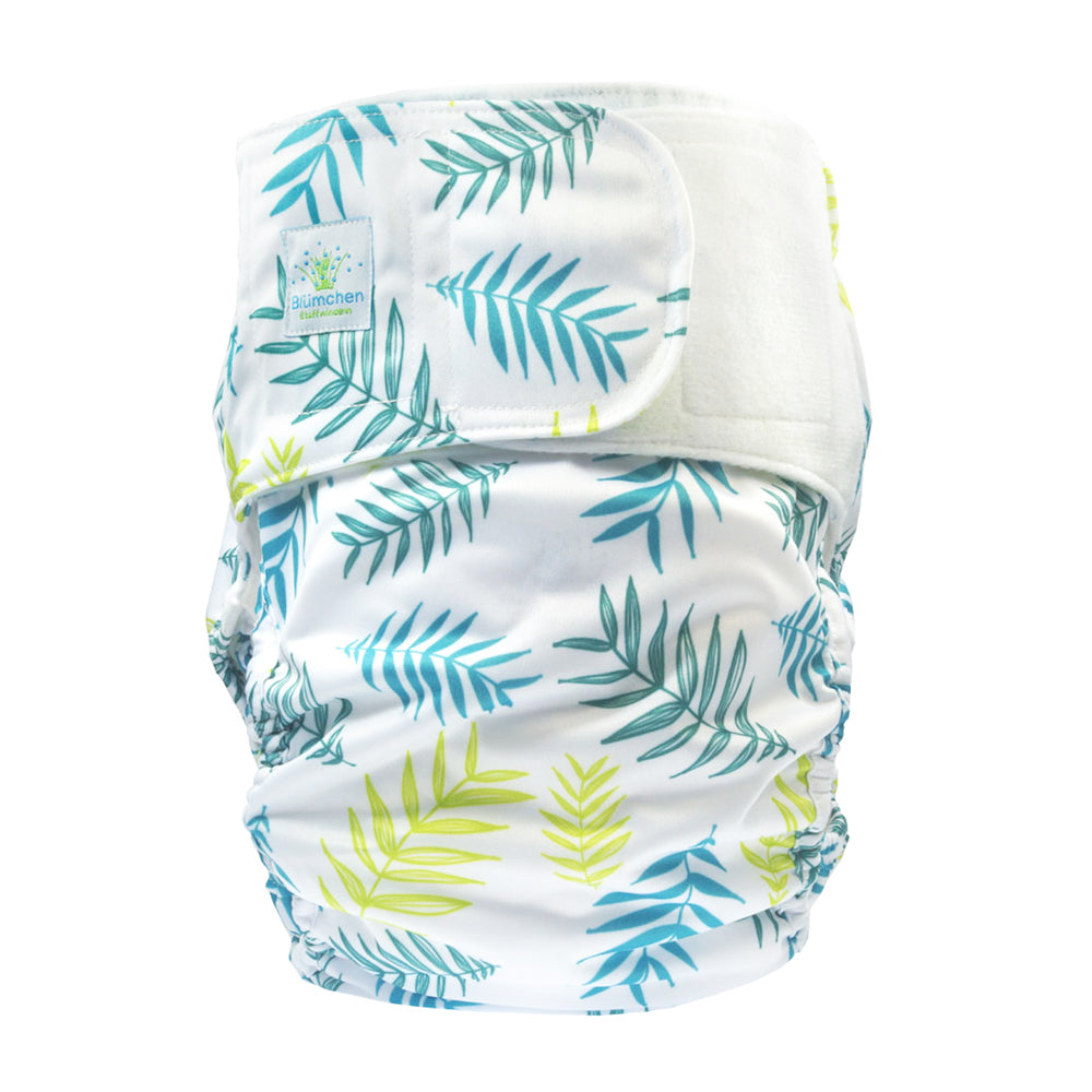 Blümchen - Kinder & Erwachsenen Stoffwindel (Inkontinenz Windel) - Grüne Blätter