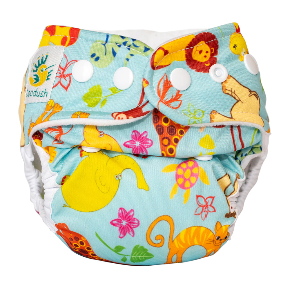 Doodush - V2.0 Überhose mit Laschen - Blue Safari (Wilde Tiere)