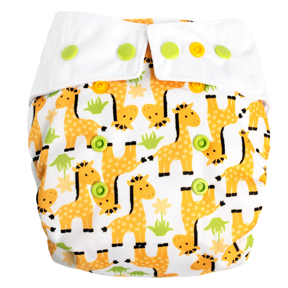 Mommy Mouse SIO-Stoffwindel (Snap in One) One Size mit extra weichem Beinabschluss - Giraffe (ohne Einlagen)