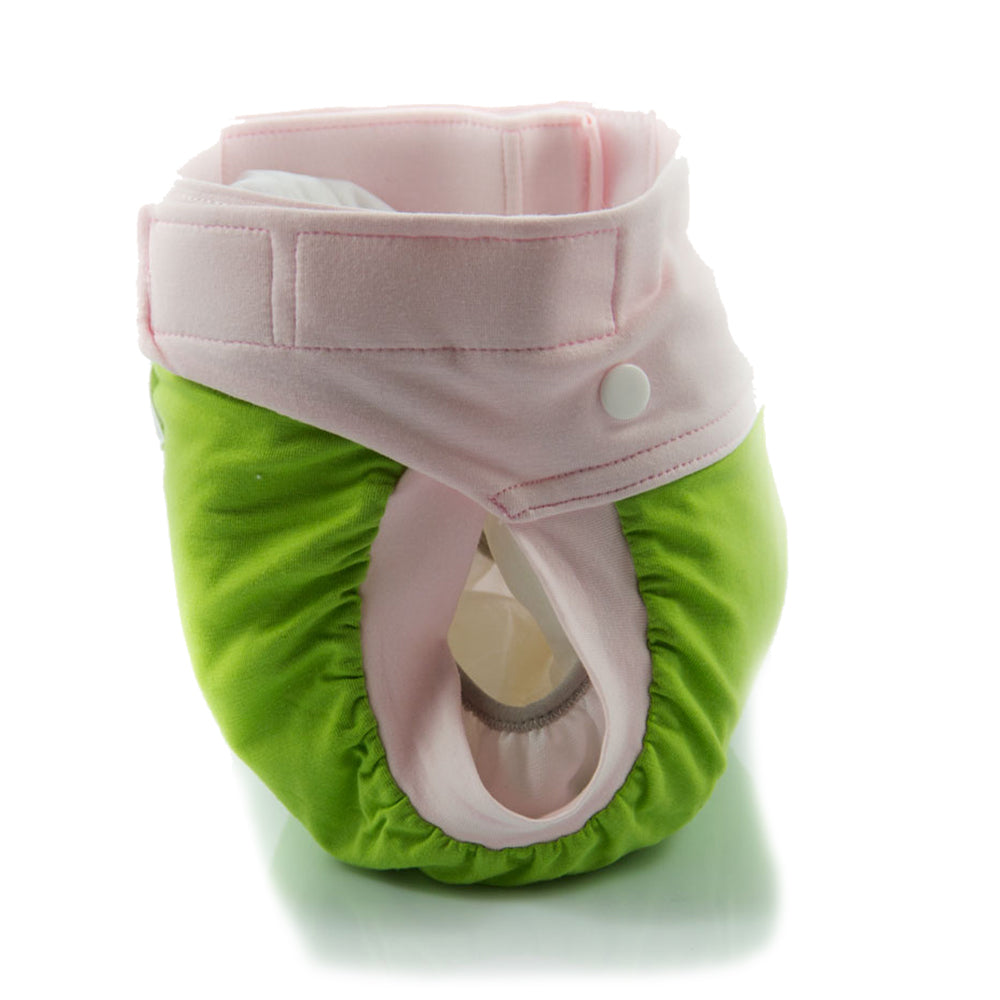 Culla di Teby (AI3) - "Classic" Baumwolle Hybridwindel - (EINZELN) - Grün & Rosa - XL