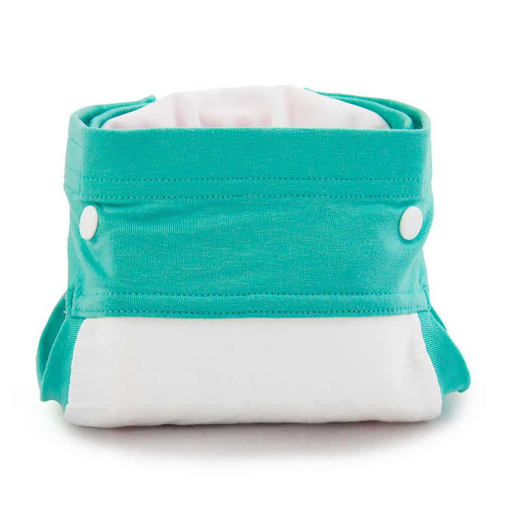 Culla di Teby (AI3) - "Classic" Baumwolle Hybridwindel - Weiß / Türkis