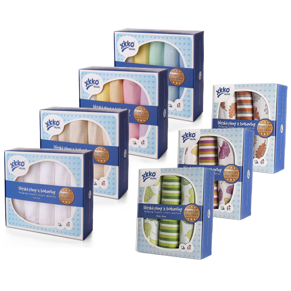 XKKO - Organic Mullwindeln - 100% Bio-Baumwolle - (Alte Zeiten) - 70x70cm