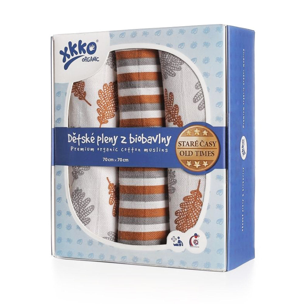 XKKO - Organic Mullwindeln - 100% Bio-Baumwolle - (Alte Zeiten) - 70x70cm