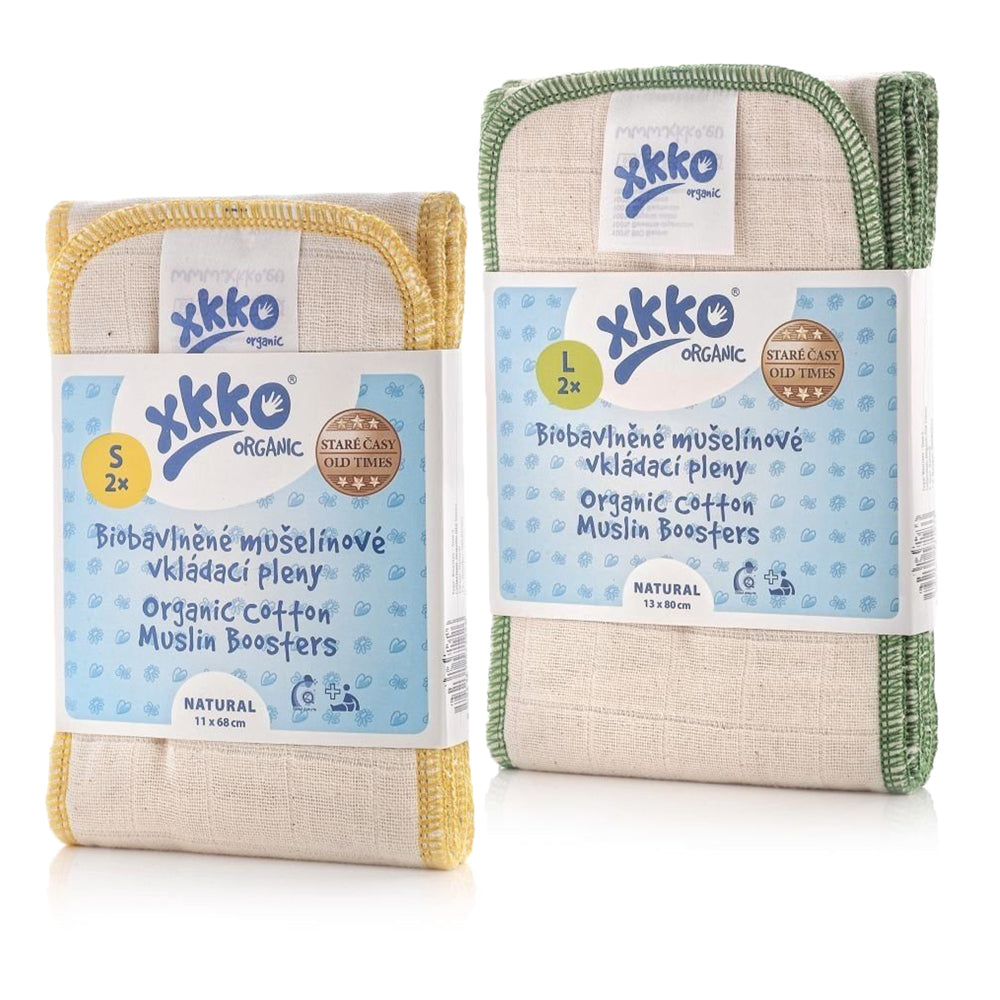 XKKO - Saugeinlagen - 100% Bio-Baumwolle - 11x68cm & 13x80cm - 2 Stück