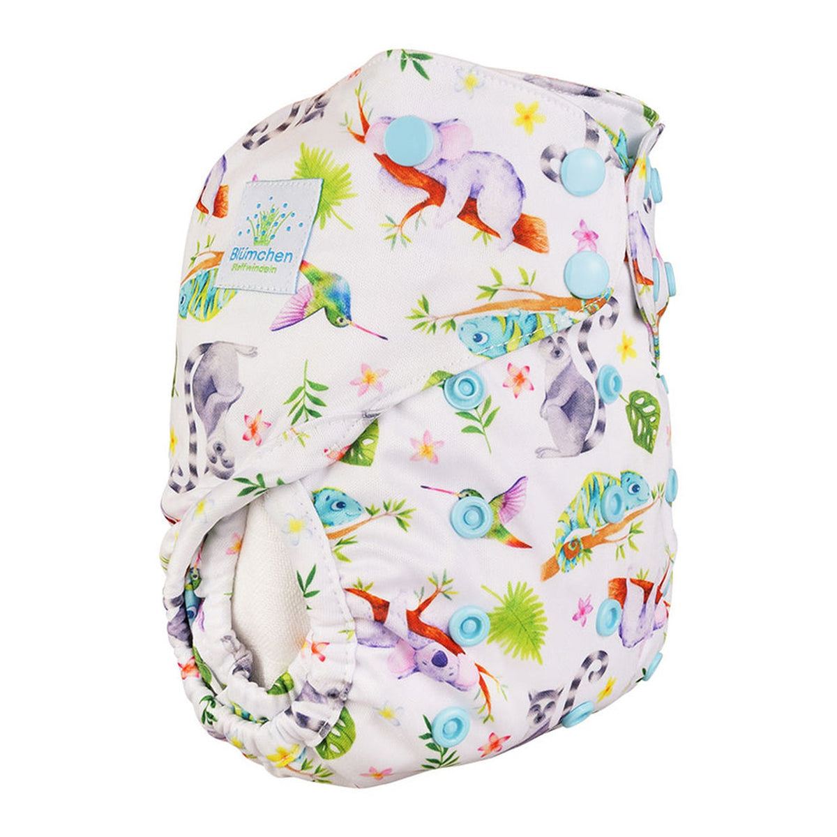 Blümchen Eco Shell 2in1 Überhose mit Druckknöpfen, One Size (3–16 kg) im Design Chamäleon