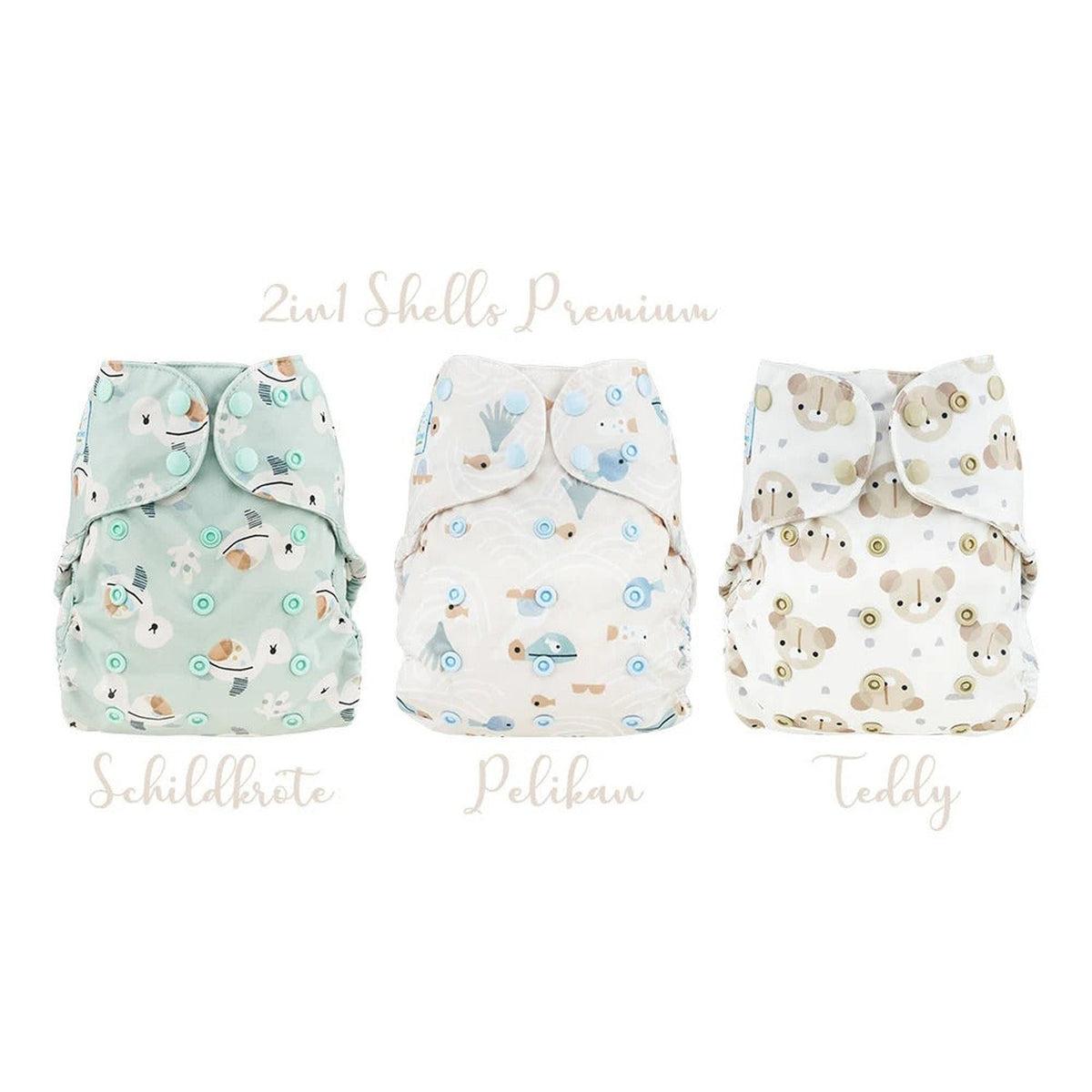 Blümchen Eco Shell 2in1 Cozy-Designs Schildkröte, Pelikan und Teddy (Übersicht)