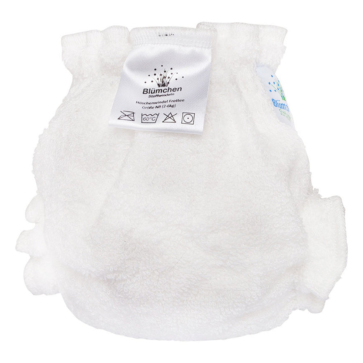 Blümchen Frottee-Höschenwindel (Nachtwindel) aus Bambusviskose – Newborn (2–5 kg), Rückseite