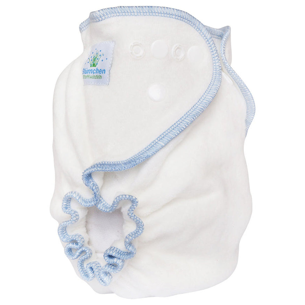Blümchen Kuschelwindel (Höschenwindel) aus 100 % Bio-Baumwolle – One Size (7–15 kg), Porträtansicht