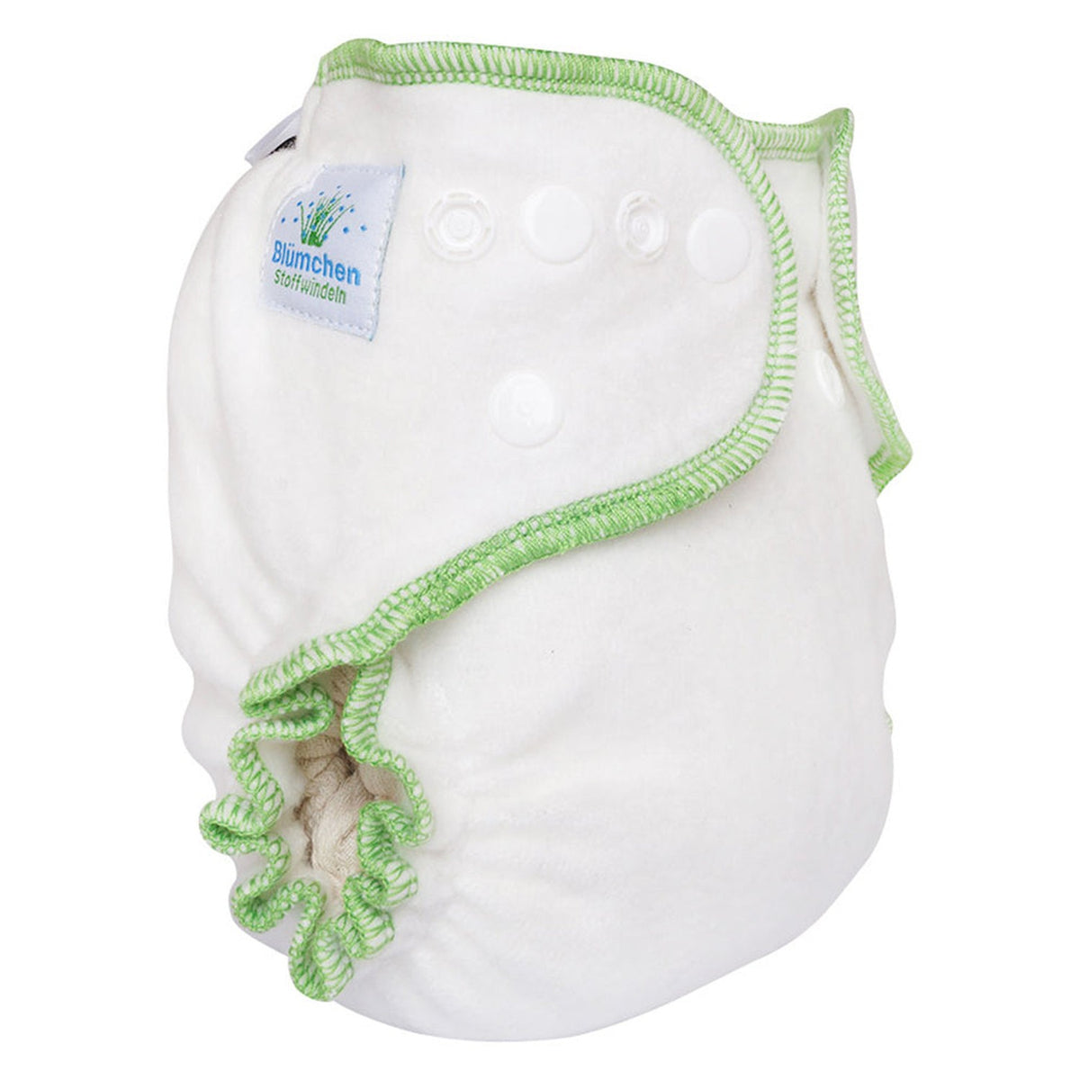 Blümchen Kuschelwindel (Höschenwindel) aus 100 % Bio-Baumwolle – Small (3–7 kg), Porträtansicht