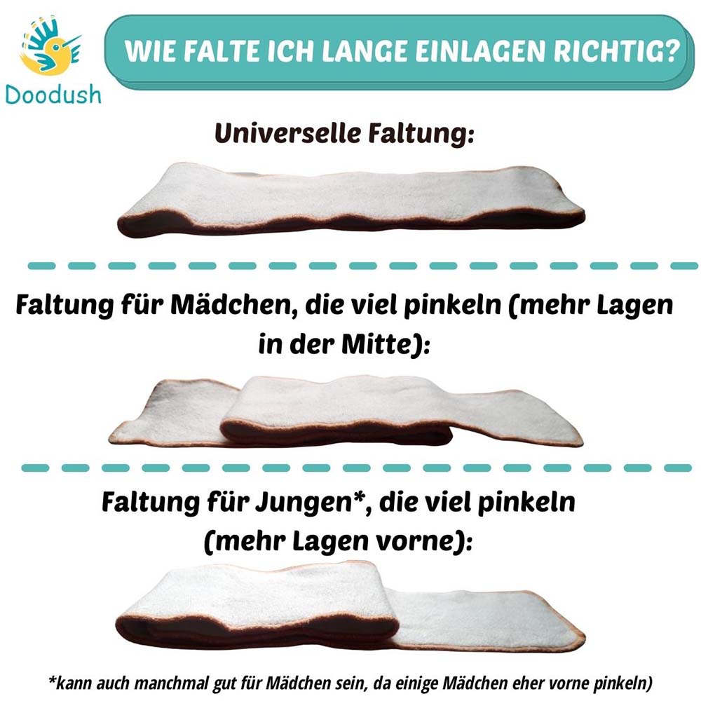 Doodush - dreilagige Bio-Prefold-Saugeinlage (Bio-Baumwolle & Bambus)