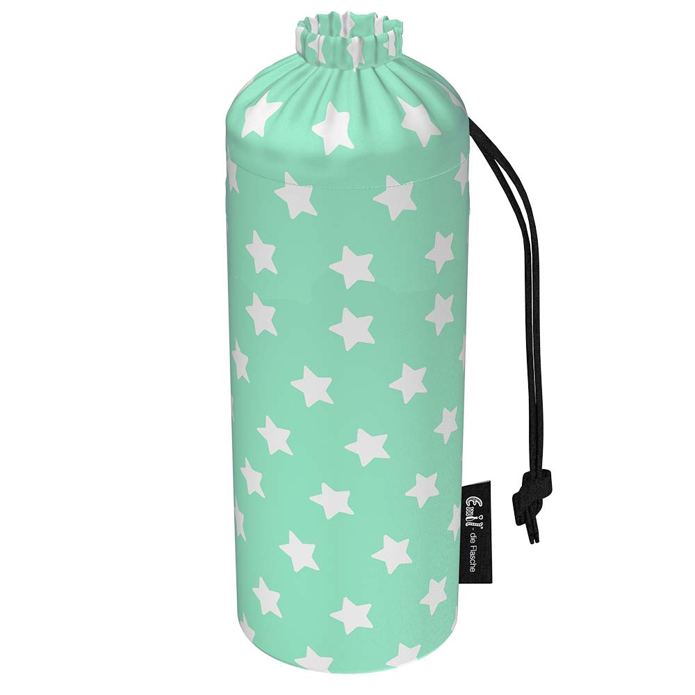 Emil Flaschenbeutel (Ersatzhülle) aus Bio-Baumwolle für Emil die Flasche 750 ml im Design Sterne Mint