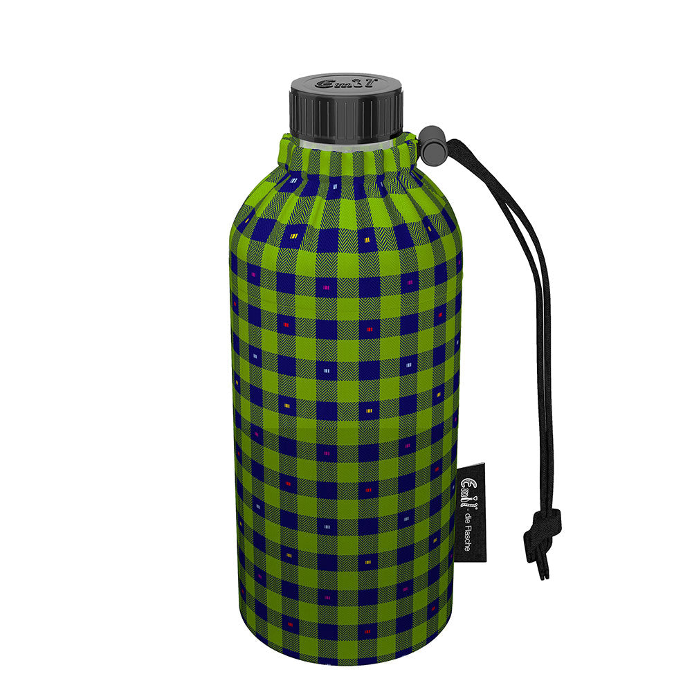 Emil die Flasche (400ml) - Komplettset (Bio-Baumwolle-Überzug) Weithals - Karo