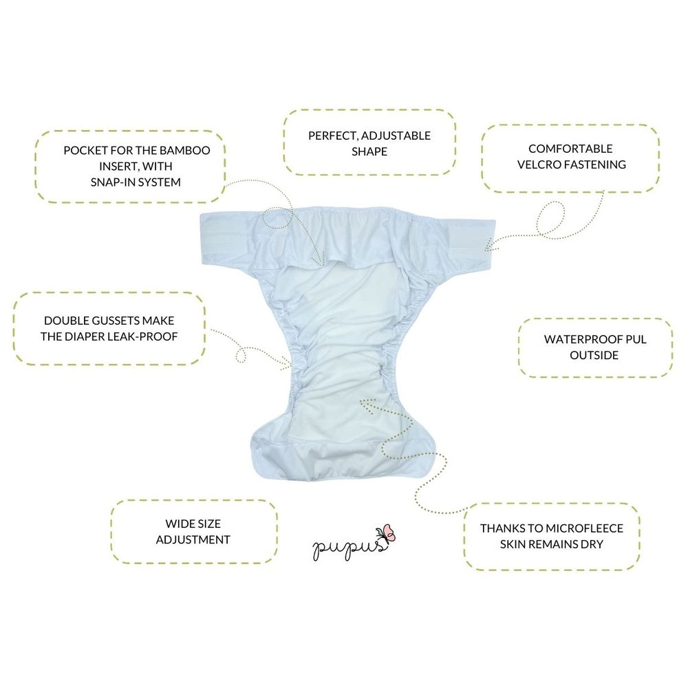 Pupus - Wiederverwendbare Stoffwindel für Erwachsene (mit Saugeinlage) - Schwarz