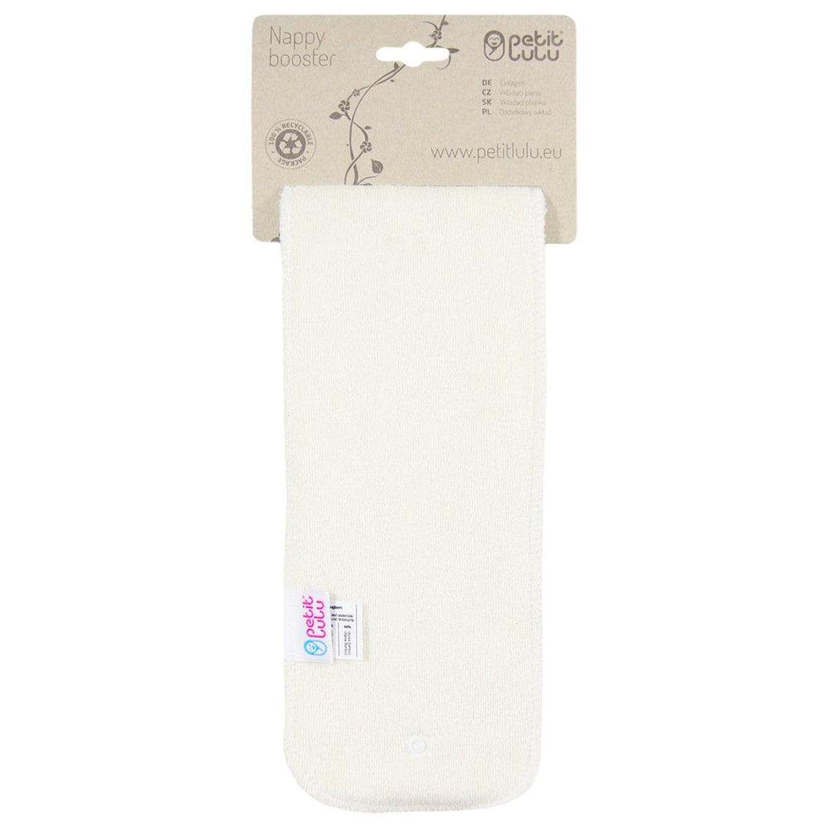 Langer Petit Lulu SIO-Booster 55 x 10 cm gefaltet an der Verpackungskarte Nappy booster