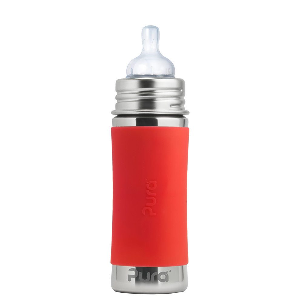 Pura Kiki Edelstahl-Trinkflasche 325 ml mit Weithalssauger – im Design Orange