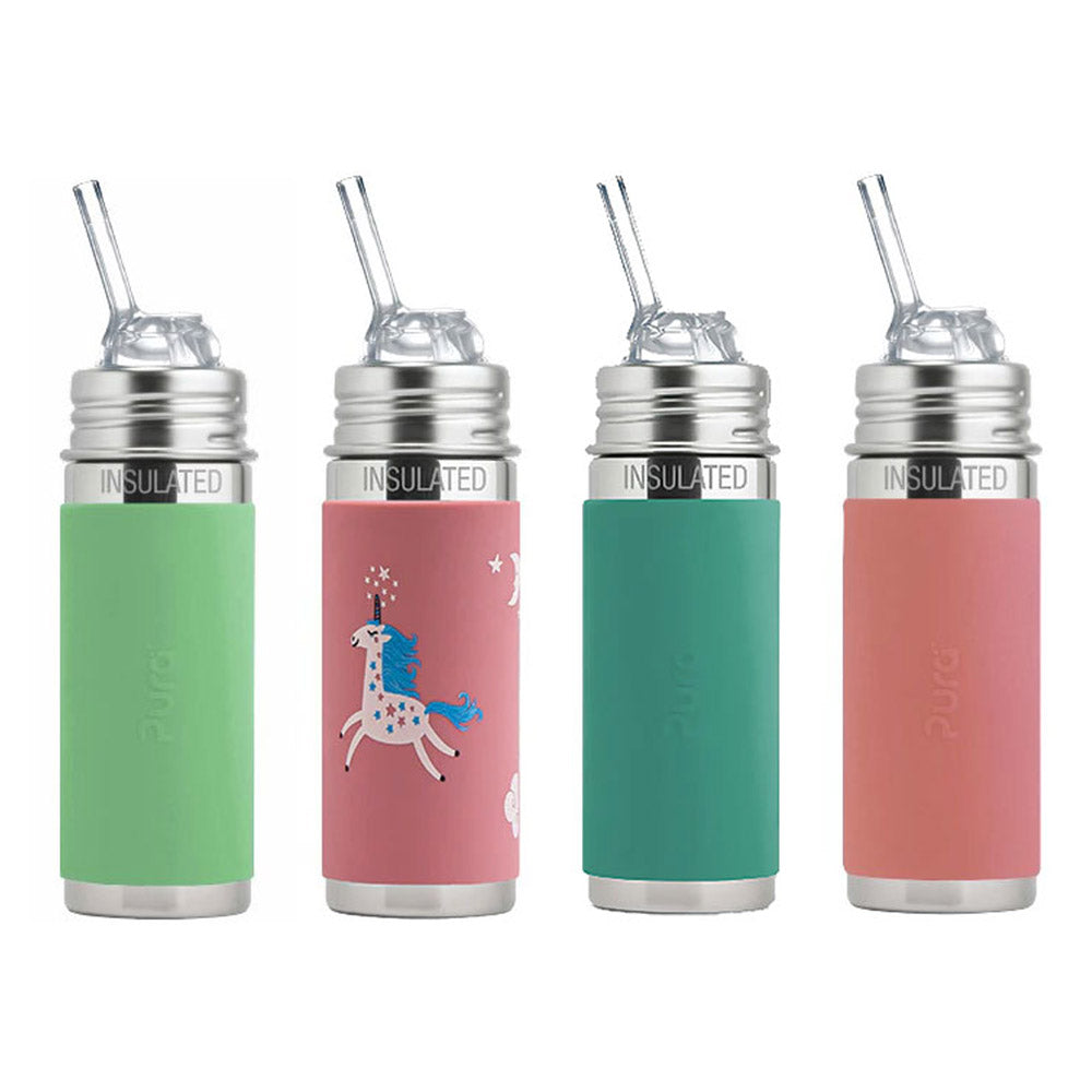 Pura Kiki KIDDO isolierte Edelstahl-Trinkflasche 260 ml mit Strohhalm-Aufsatz – Übersicht