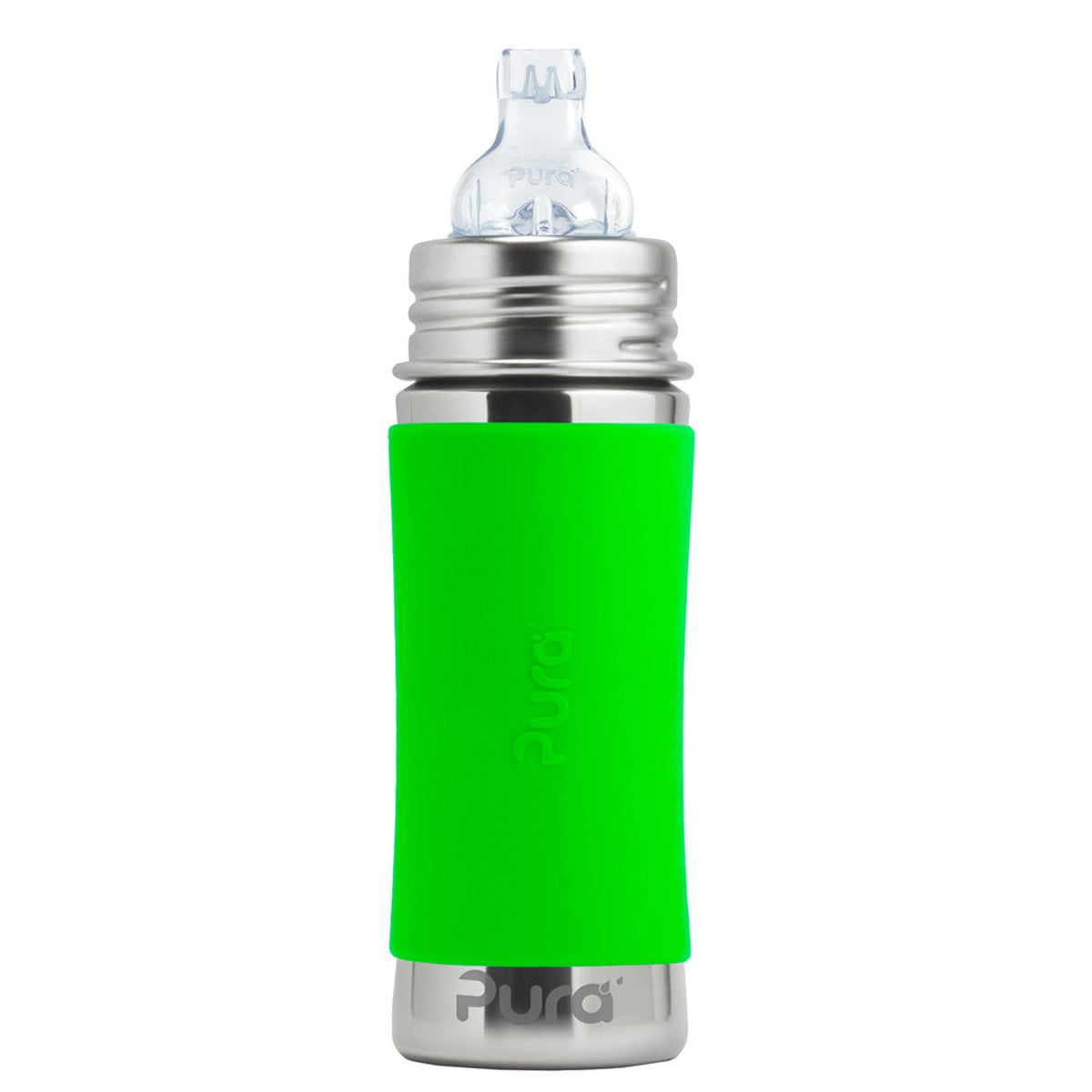 Pura Kiki Edelstahl-Trinklernflasche 325 ml mit XL-Trinklernaufsatz – im Design Grün