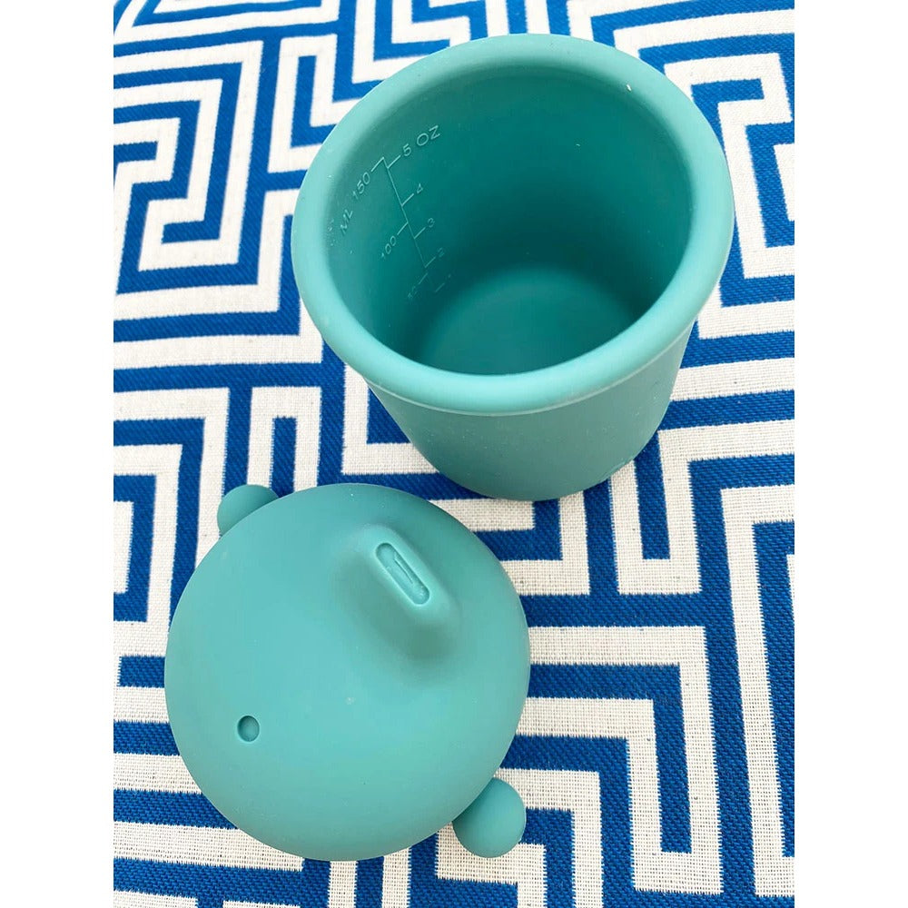 Pura My-My Trinklernbecher 150 ml aus Silikon – in Mint, geöffnet – Ansicht 2