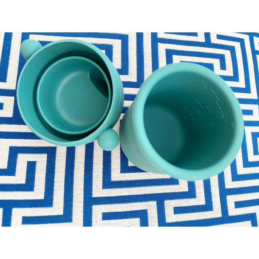 Pura My-My Trinklernbecher 150 ml aus Silikon – in Mint, geöffnet