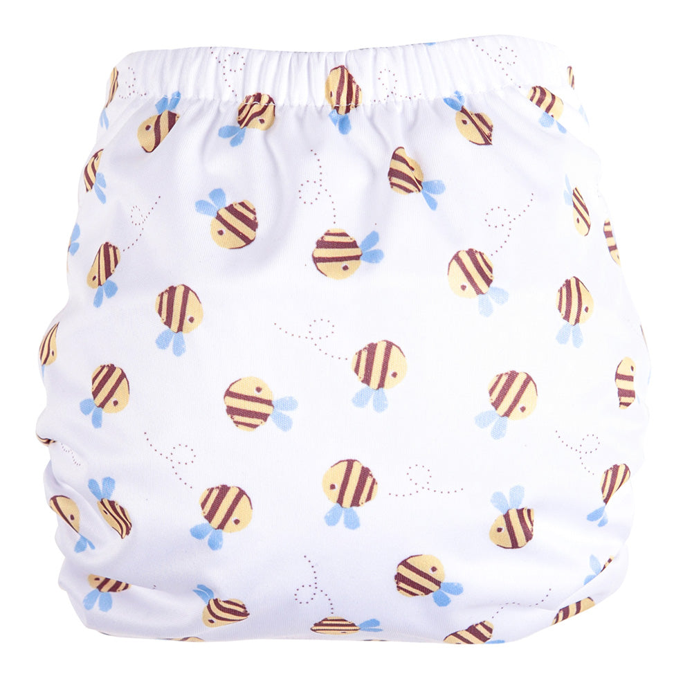 TotsBots Bamboozle Wrap (PeeNut V2.0) Überhose Newborn (2,5–8 kg) im Design Buzzy Bee, Rückseite