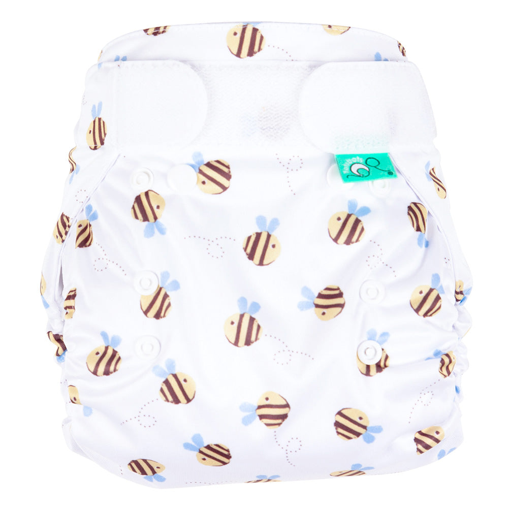 TotsBots Bamboozle Wrap (PeeNut V2.0) Überhose Newborn (2,5–8 kg) im Design Buzzy Bee
