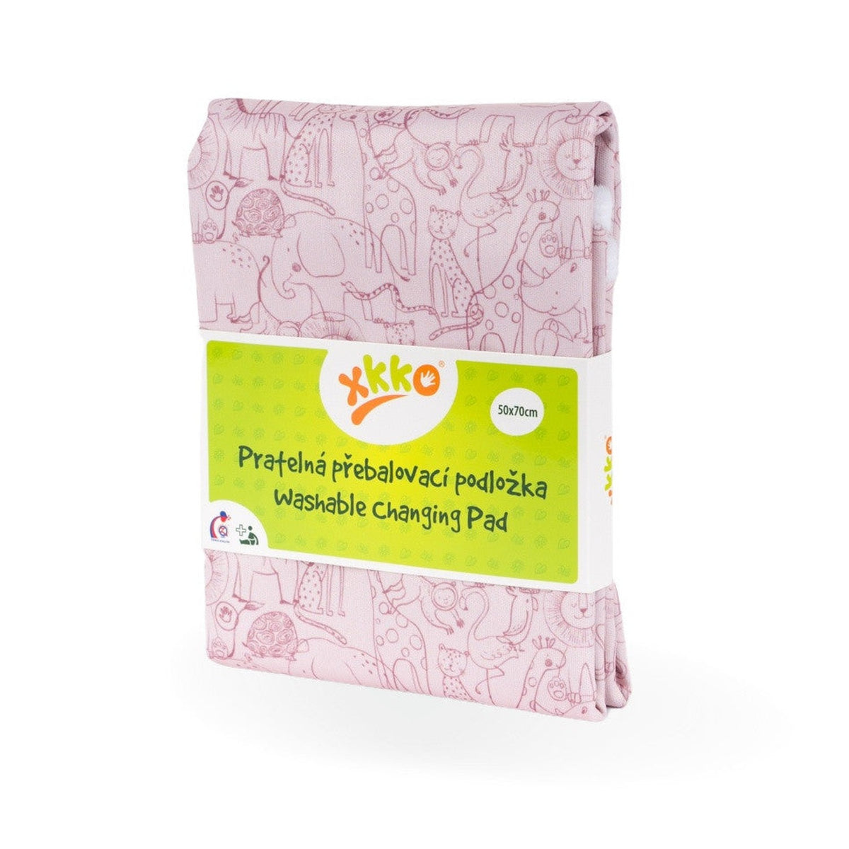 Waschbare XKKO Wickelunterlage im Design Safari Mesa Rose in der Originalverpackung