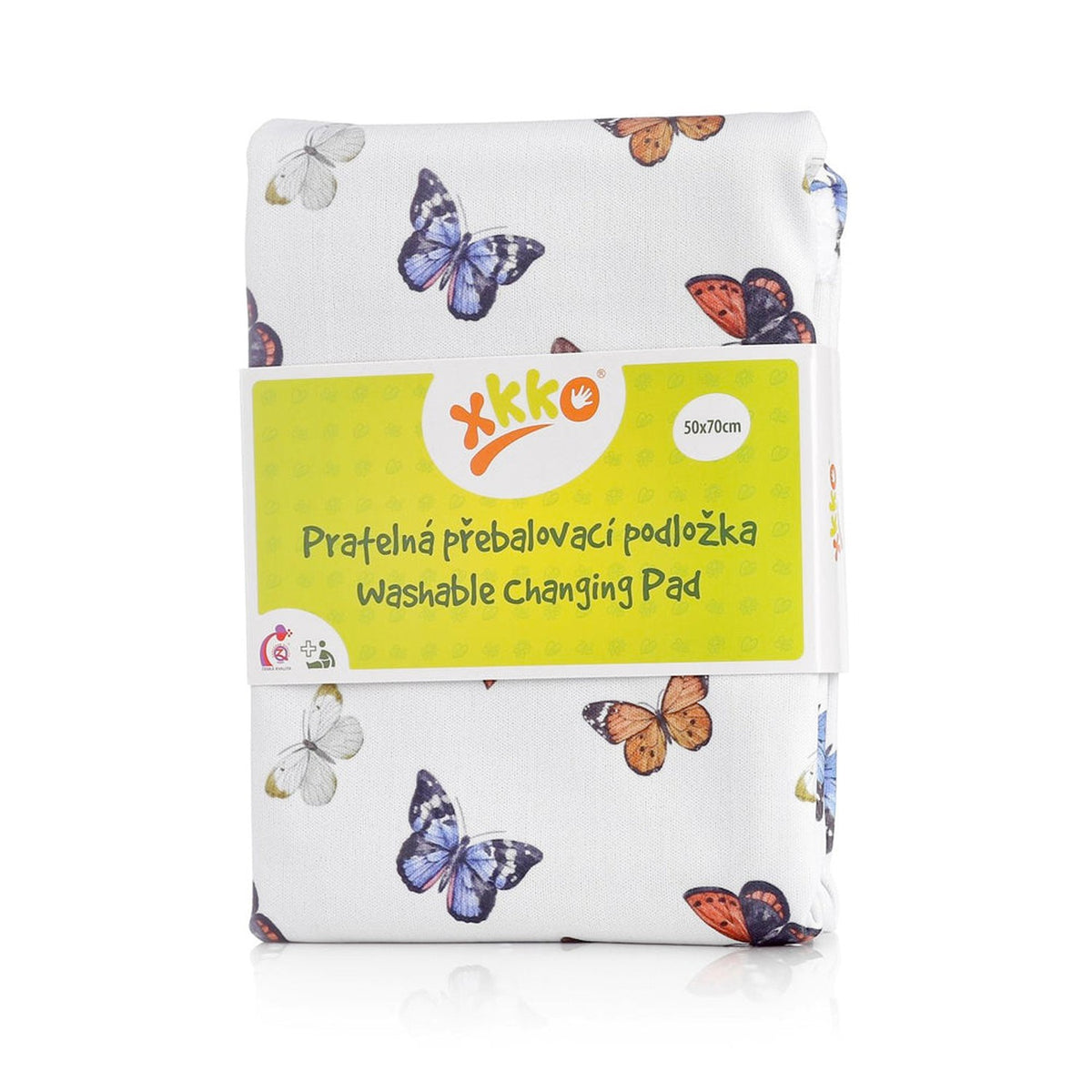 Waschbare XKKO Wickelunterlage im Design Schmetterlinge in der Originalverpackung