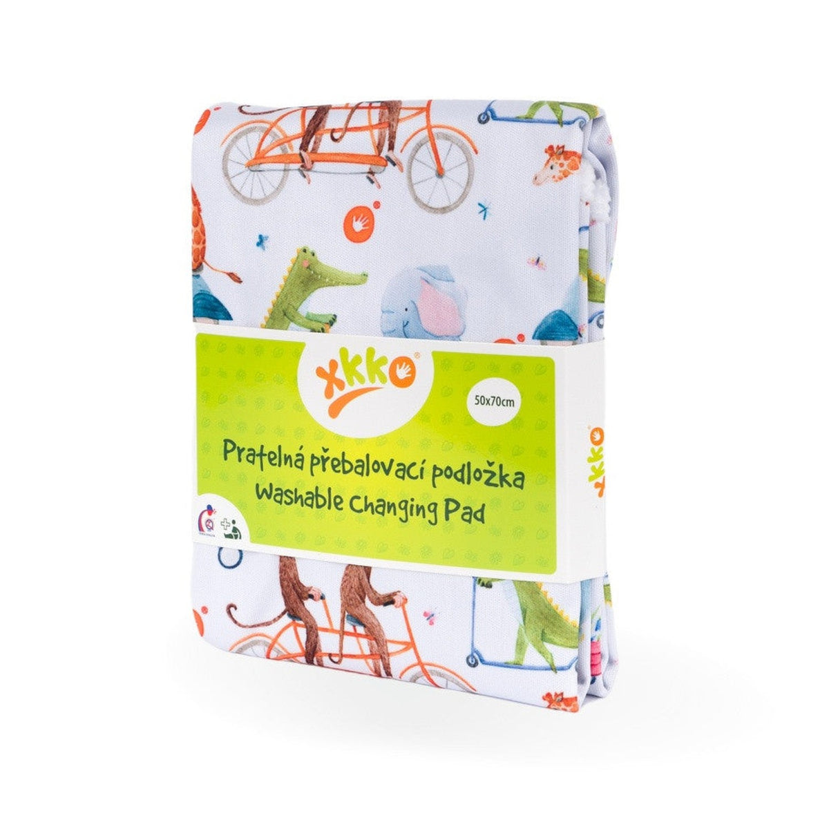 Waschbare XKKO Wickelunterlage im Design Zoo on the Road in der Originalverpackung