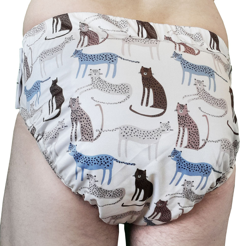 Blümchen - Kinder & Erwachsenen Stoffwindel (Inkontinenzslip mit Druckknöpfen) - Gepard