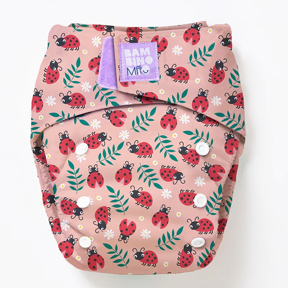 Bambino Mio - Revolutionäre wiederverwendbare Windel - AIO (One Size) - Lady Bug - Klettverschlüsse für schnelles Wickeln