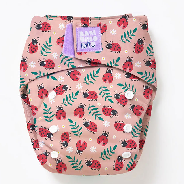 Bambino Mio - Revolutionäre wiederverwendbare Windel - AIO (One Size) - Lady Bug - Klettverschlüsse für schnelles Wickeln
