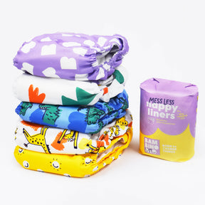 Bambino Mio - Revolutionäre wiederverwendbare Windel - Probier Box - Brave & Bold - Inhalt: 5 revolutionäre wiederverwendbare Windeln, 1 Packungen Anti-Sauerei Windelvlies (für 100 x Wickeln)