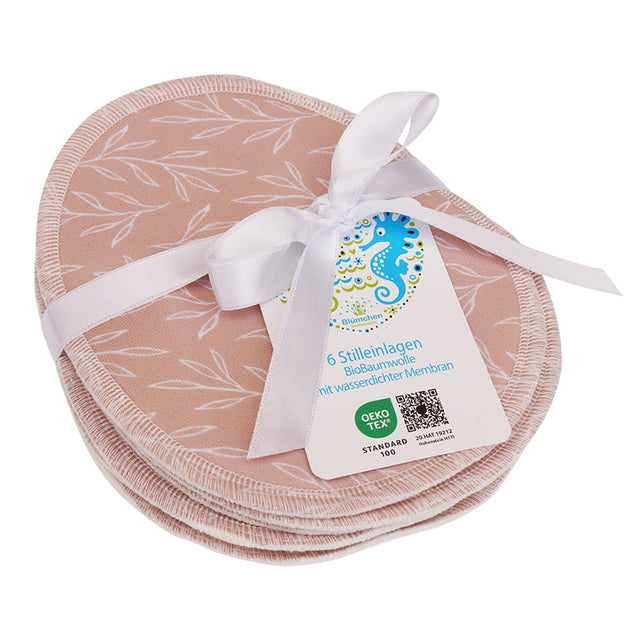 Blümchen – Waschbare Stilleinlagen – Bio-Baumwolle – Floral Rosenholz – 6 Stück