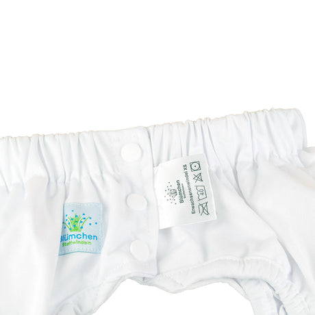 Blümchen - Kinder & Erwachsenen Stoffwindel (Inkontinenzslip mit Druckknöpfen) - Weiß