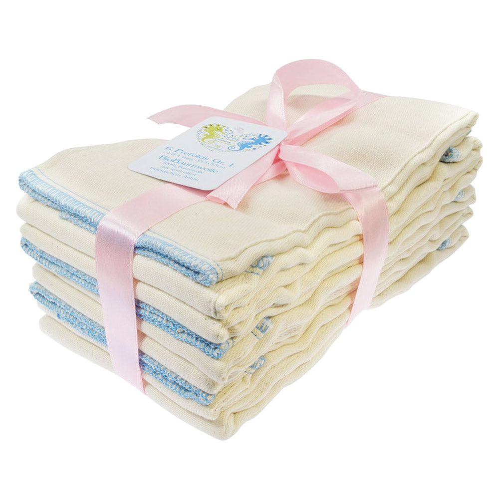 Blümchen - Prefolds (100% Bio-Baumwolle) - Birds Eye - 6 Stück