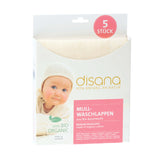 Disana - waschbare Mullwaschlappen - Feuchttücher- 25x25 cm - (5 Stück)