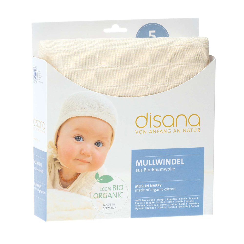Disana - Mullwindeln (100% Bio-Baumwolle) 80x80 cm - 5 Stück