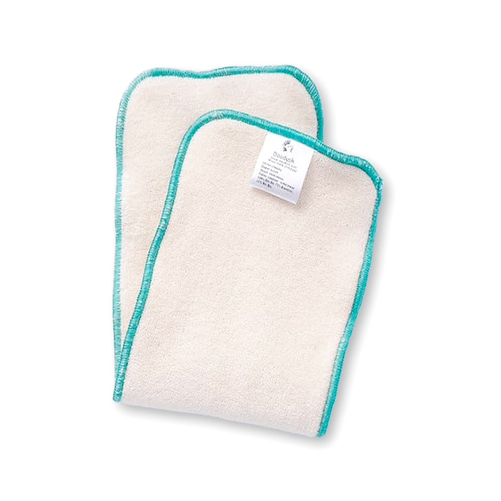Doodush - vierlagige Saugeinlage - Bio-Baumwolle/Bambus-Viskose in vier Größen (türkiser Saum)