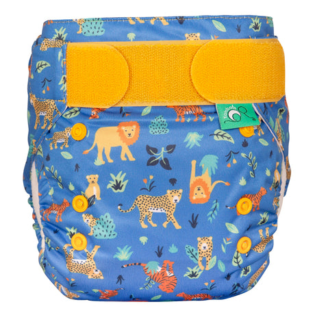 TotsBots EasyFit V5 (STAR) - Innovative All-In-One Stoffwindel - Design Cobalt Big Cats - Öko-Tex zertifiziert