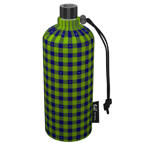Emil die Flasche aus Glas - 600ml – Komplettset (Bio-Baumwolle-Überzug) - Karo