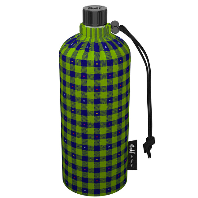 Emil die Flasche aus Glas - 600ml – Komplettset (Bio-Baumwolle-Überzug) - Karo