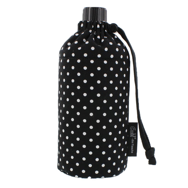 Emil die Flasche aus Glas - 600ml – Komplettset (Bio-Baumwolle-Überzug) - Punkte Schwarz