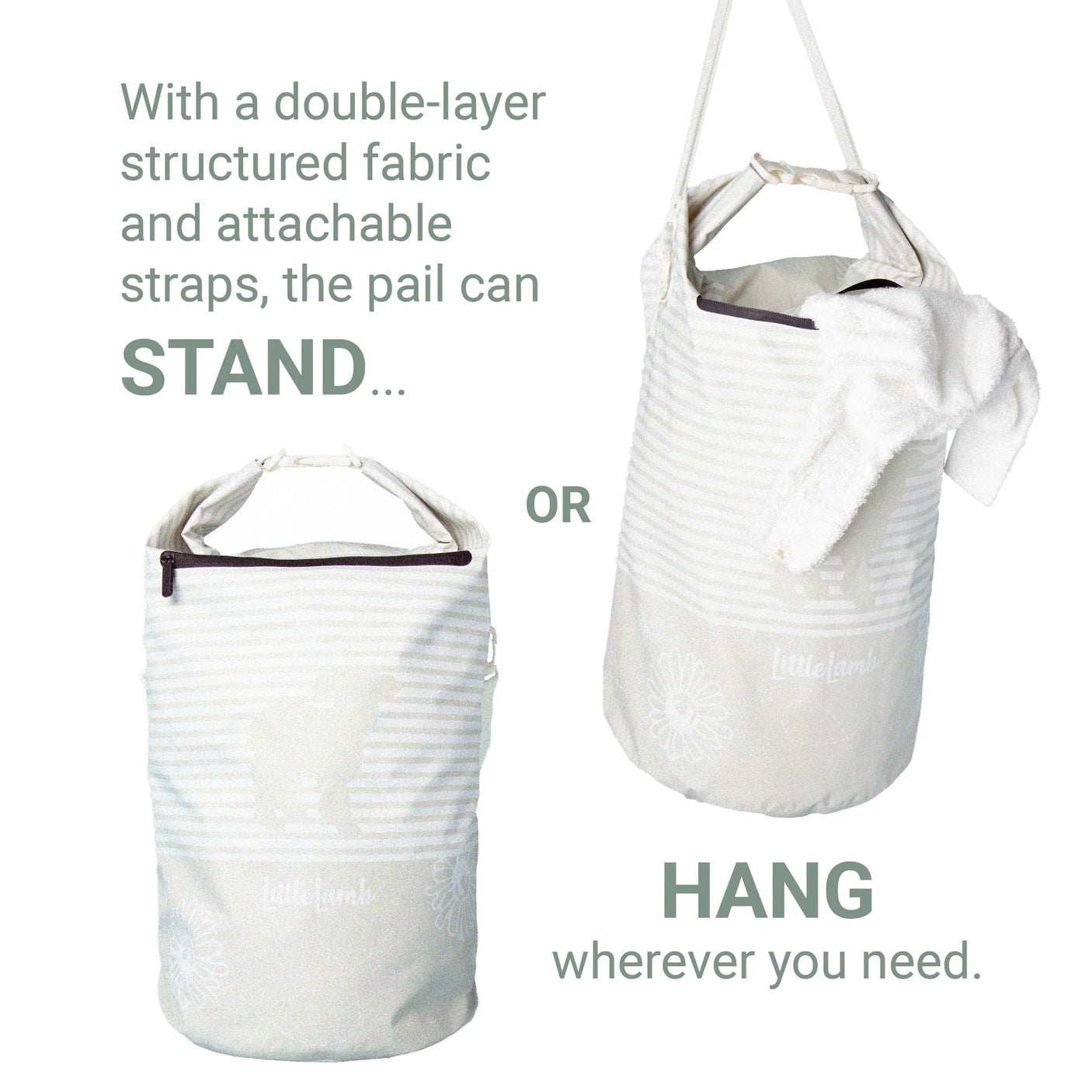 Little Lamb - Nappy Pail - hängender Wäschesack - 60x44 cm