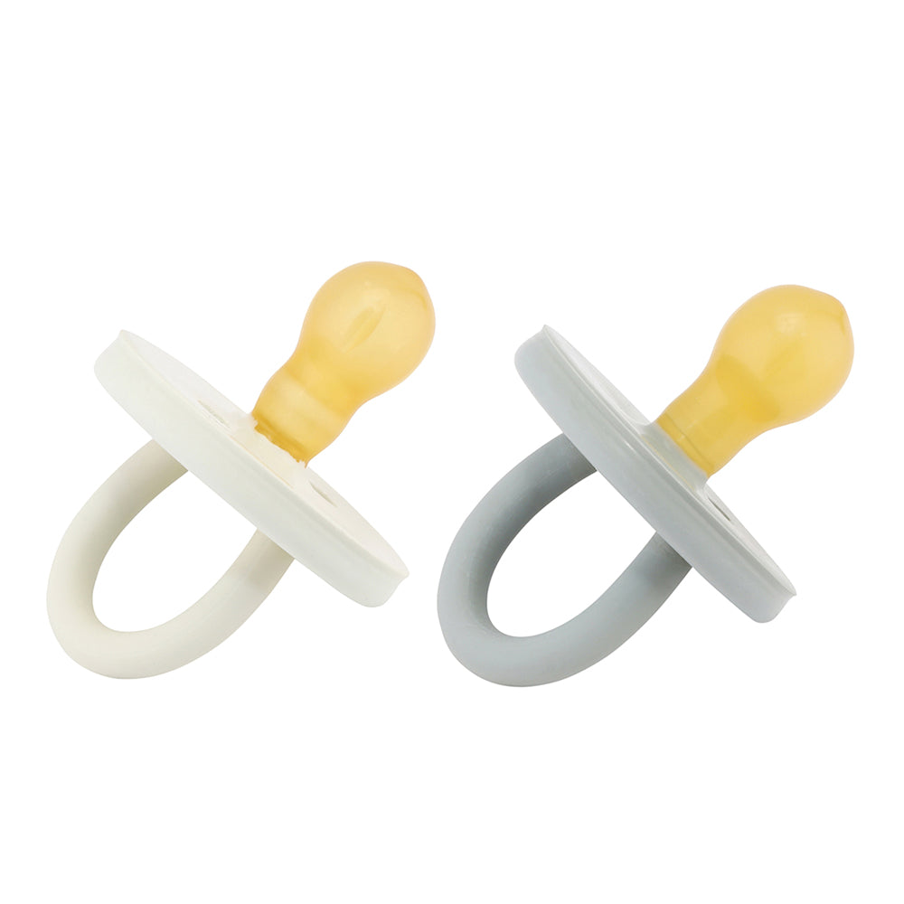 BumiBébé by HEVEA - Schnuller - Retro-Design - Rund - 100 % Naturkautschuk - 2er-Set  - 2 Größen
