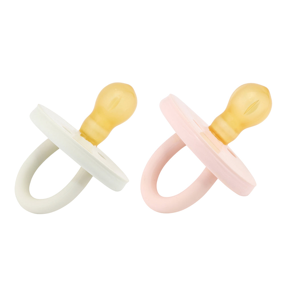 BumiBébé by HEVEA - Schnuller - Retro-Design - Rund - 100 % Naturkautschuk - 2er-Set  - 2 Größen