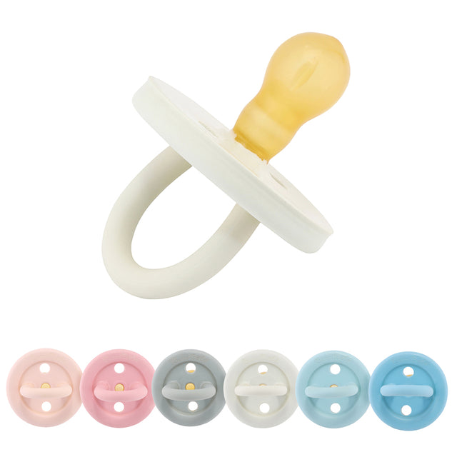 BumiBébé by HEVEA - Schnuller - Retro-Design - Rund - 100 % Naturkautschuk - 2er-Set - Umweltfreundlich und nachhaltig! - 2 Größen