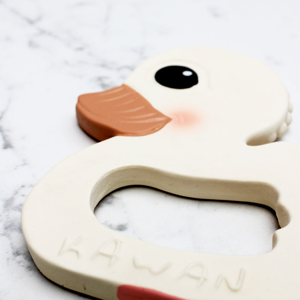 Hevea - Ente "Kawan" Zahnungsset (100 % Naturkautschuk) mit Beißring gegen Zahnschmerzen