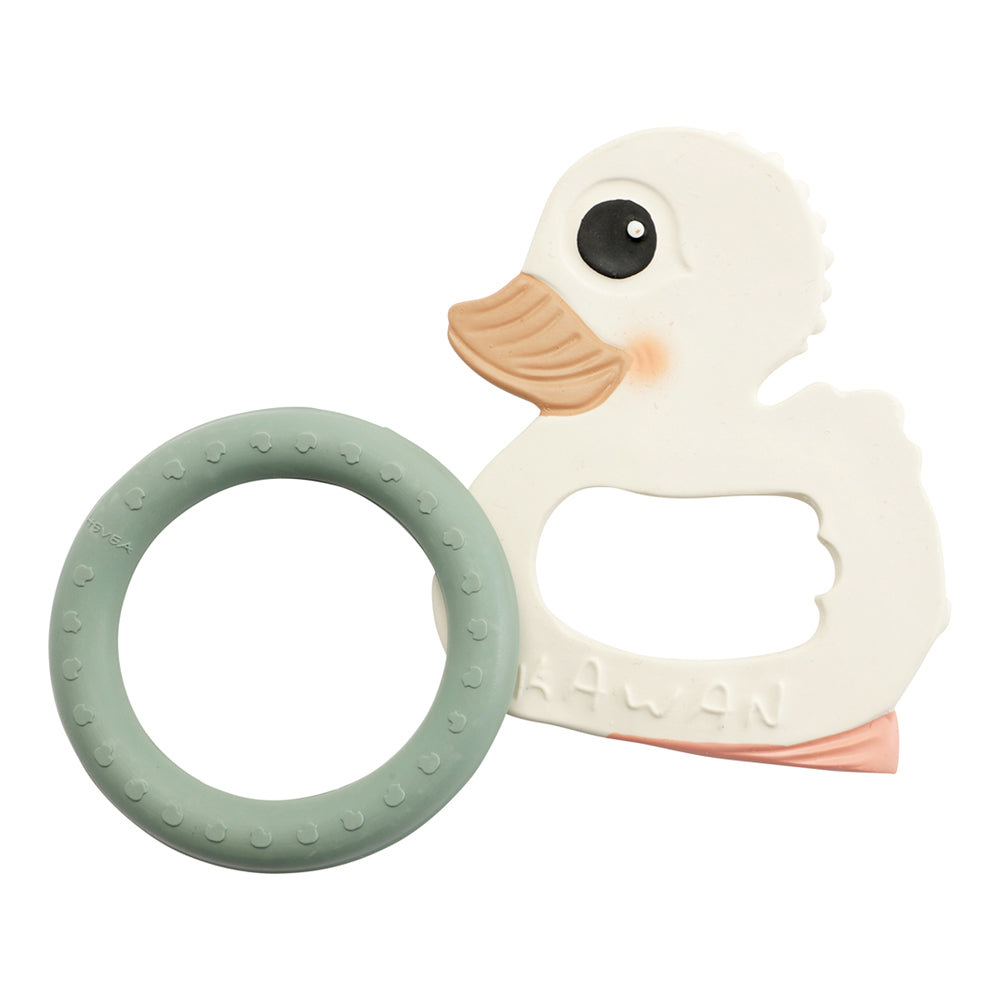 Hevea - Ente "Kawan" Zahnungsset (100 % Naturkautschuk) mit Beißring gegen Zahnschmerzen